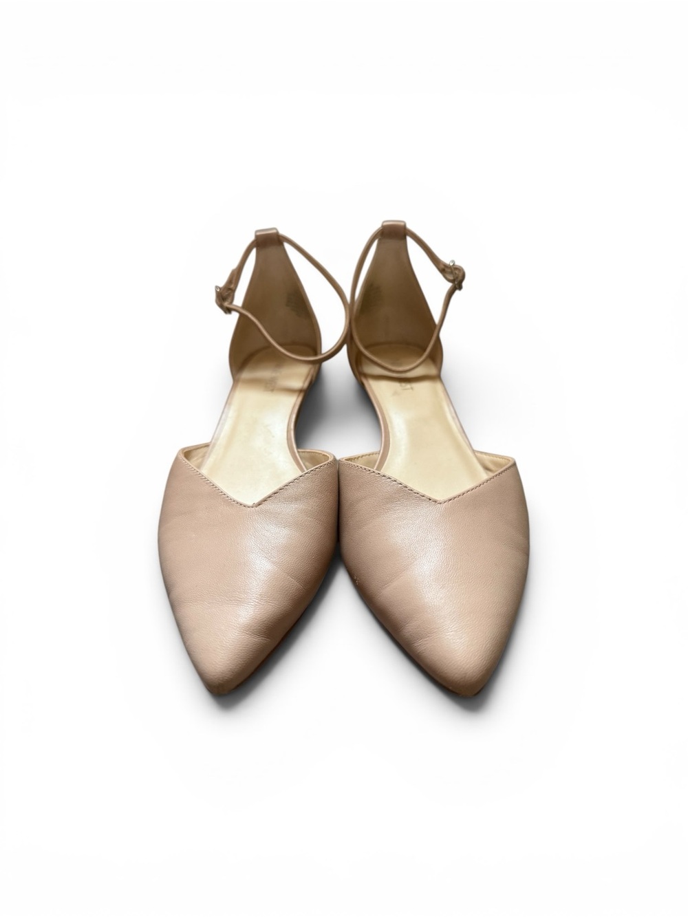 Nine West Pointed Ankle-Strap Flats in Nude